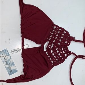 frankies bikinis mimi top in maroon NWT